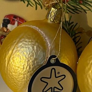Tennis Ball Glass Christmas Ornament Inge Glas Mouth Blown Hand Painted Germany